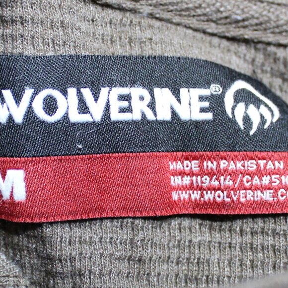 Wolverine Pullover Mens Medium Gray / Brown Waffle Knit Long Sleeve Henley Shirt - Picture 9 of 16
